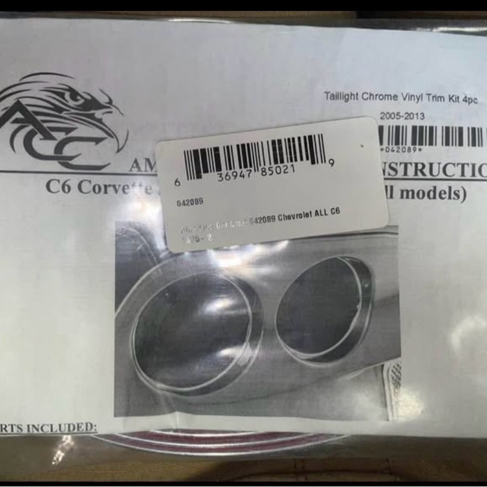American Car Craft 042089 Chrome Rear Tail Light Lamp Trim for C6 Corvette NOS